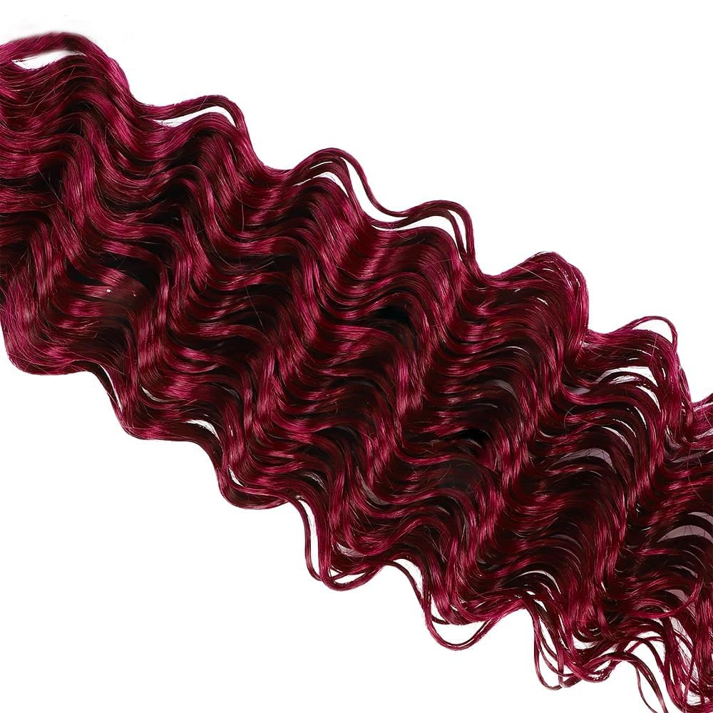 Red Bundle Human Hair Burgundy Deep Wave Bundles Human Hair Extensions Brazilian Virgin Hair 150g/3 Bundles 16 18 20 Inch 99J Red Deep Wave Bundle