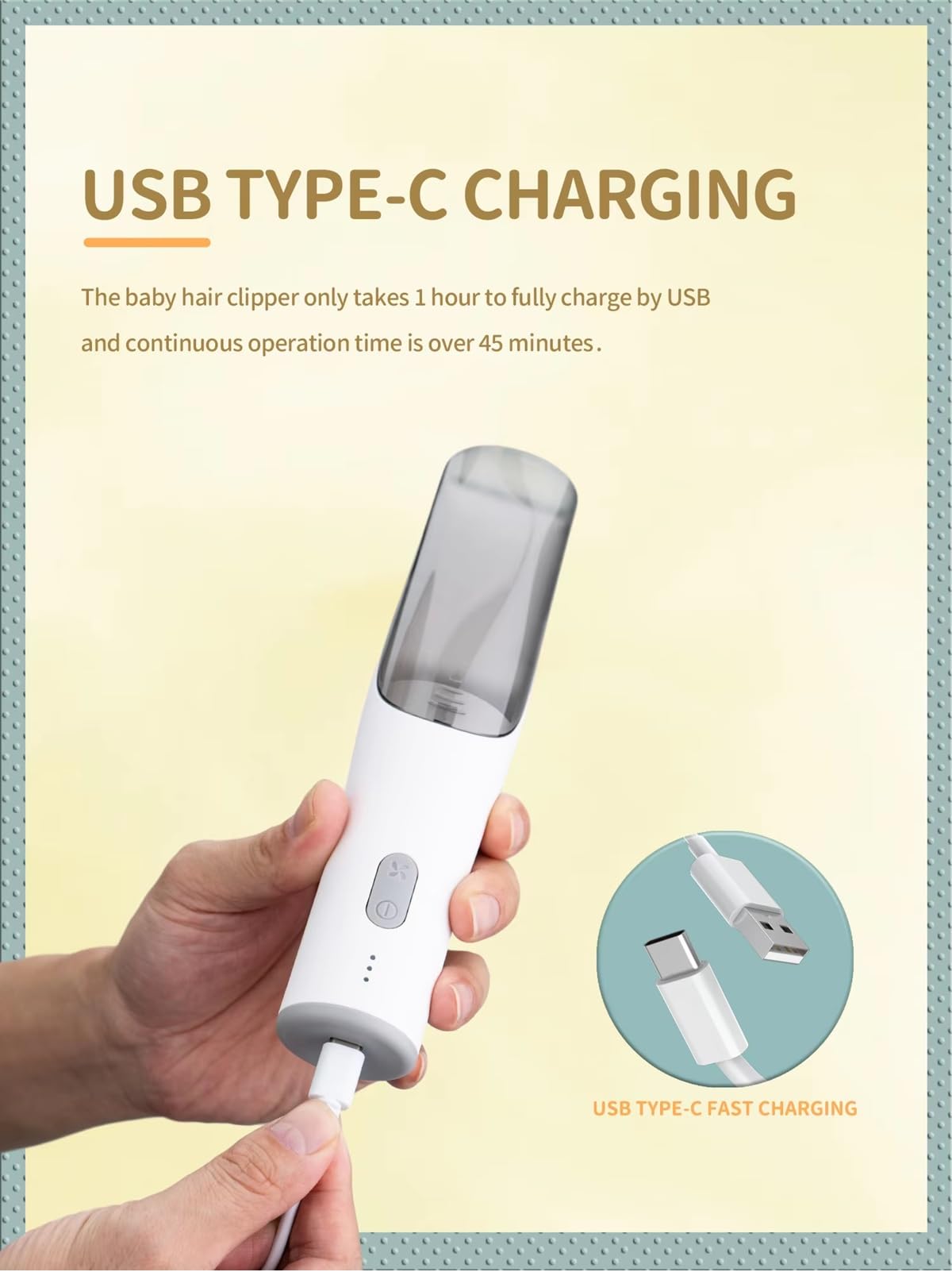 2-in-1 Vacuum Hair Clippers – Cordless Rechargeable Low Noise Hair Clipper for Kids, 2-Speed Powerful Suction Vacuum Hair Cutter, Waterproof Safe Blade Trimmer for Hair
