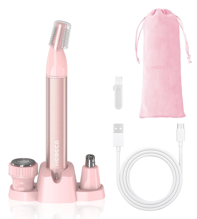 Nose Hair Trimmer for Women 3in1 Facial Hair Removal Trimmers- Rechargeable, Waterproof, Portable with Travel Bag- Trims Nose, Ear, Eyebrow, Peach-Fuzz, Lips, Chin Face Hair Remover (Rose Pink)