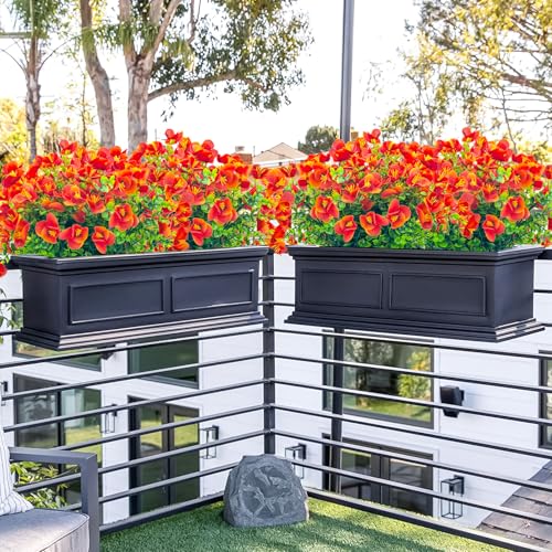 UV Resistant Artificial Flowers - 8 Bundles Faux Shrubs for Home & Garden Décor