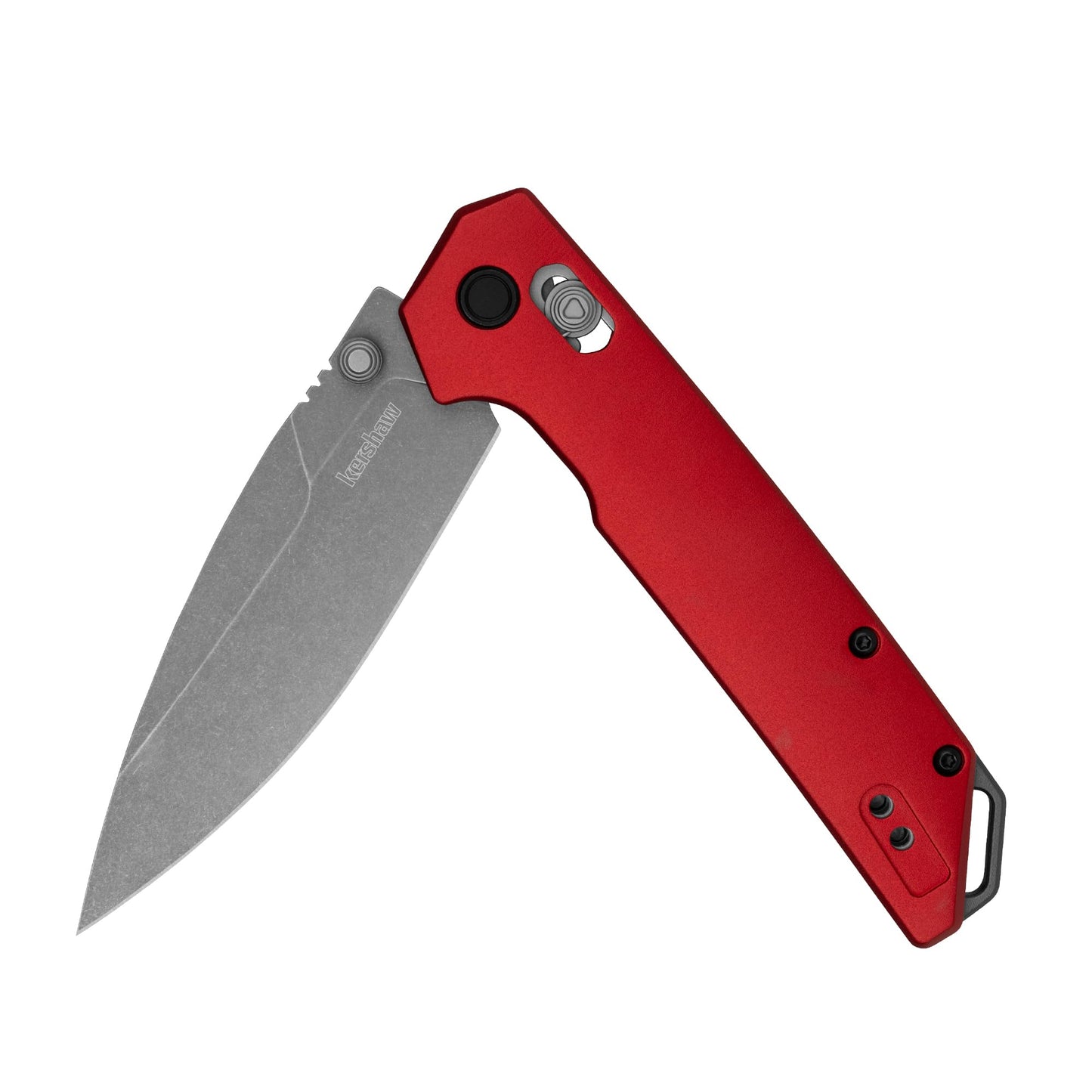 Kershaw Iridium Pocket Knife, Red Design, 3.4 Inch Steel Spear Point Blade, EDC with Thumb Stud Opening, Reversible Deep Carry, DuraLock, Everyday Carry Pocket Knife for Men and Women