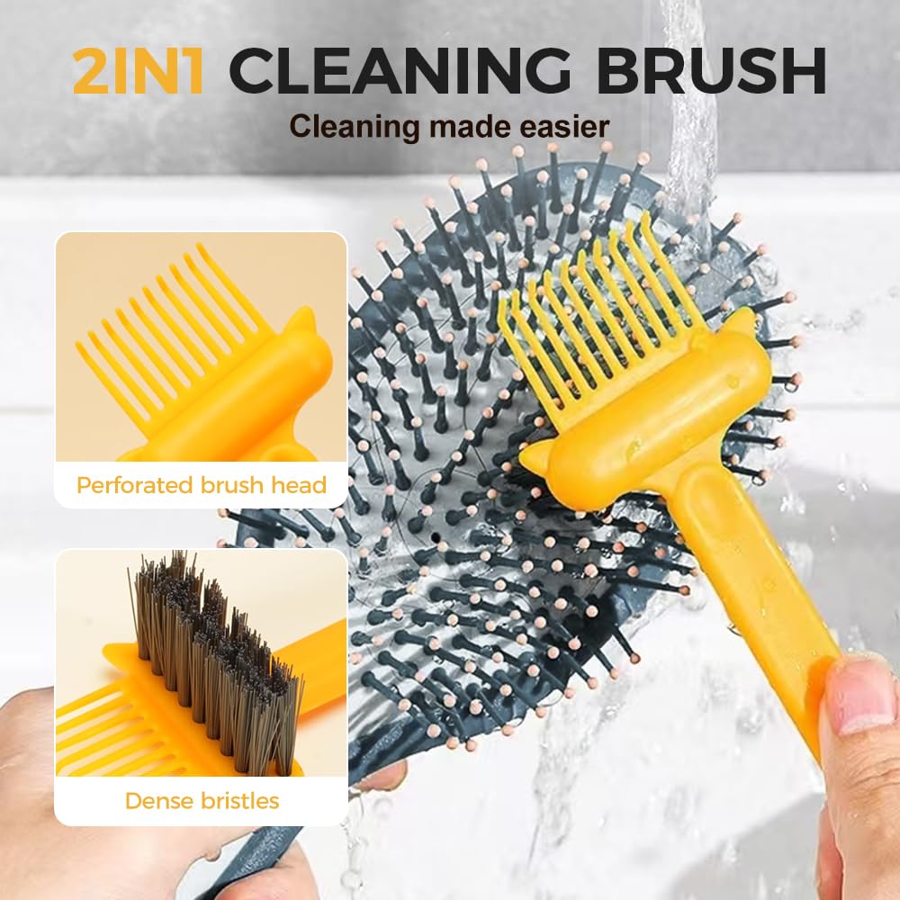 Hair Brush Cleaning Tool - 2 In 1 Portable Comb Cleaner Rake | Green