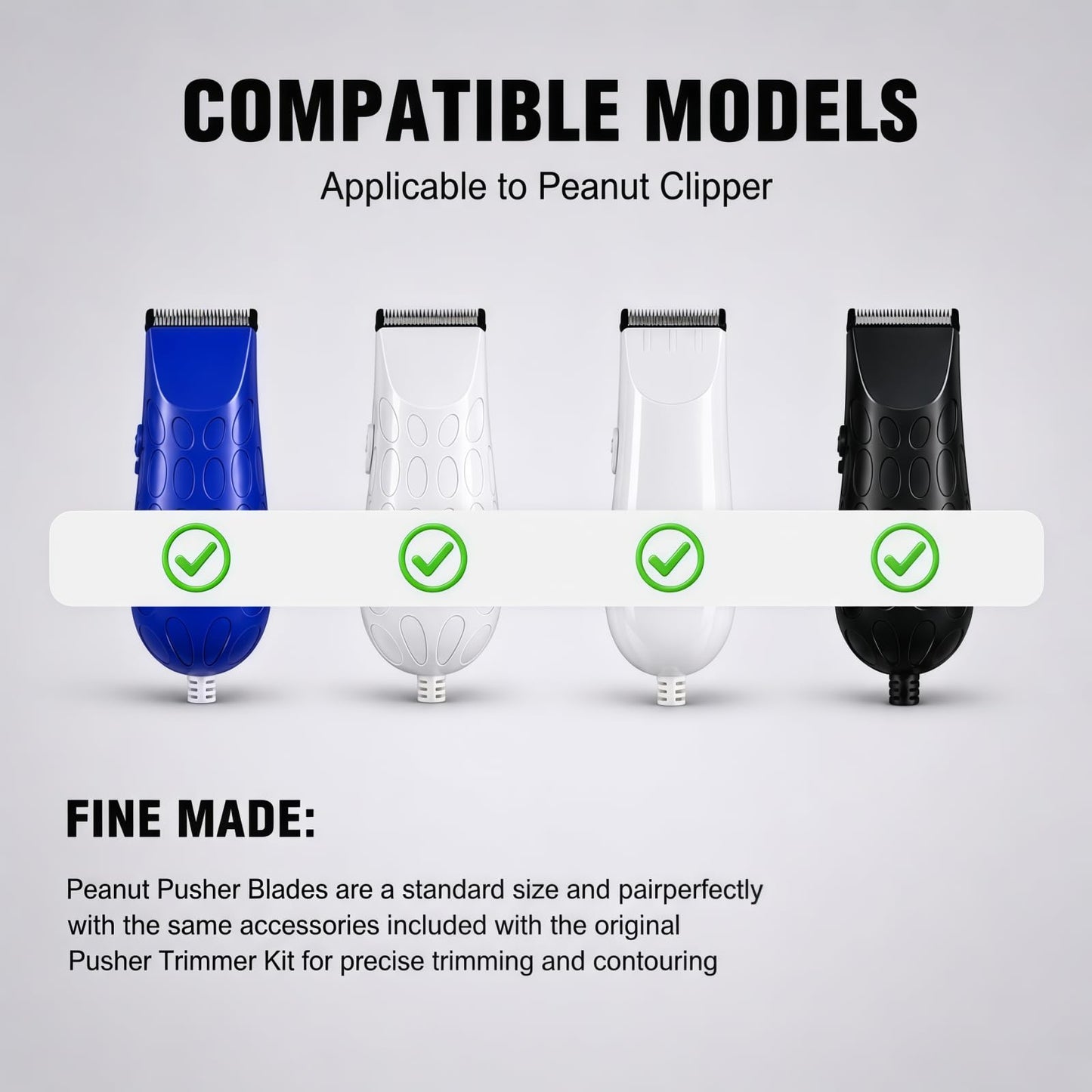 2 Pack Professional Peanut Clipper/Trimmer Snap On Replacement Blades #2068-300 - Compatible with Wahl Peanut Hair Clipper/Trimmer, White