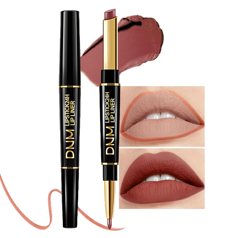 Chestnut Nude Brown Matte Lip Liner & Lipstick Set - Long Lasting, Waterproof, Smudge Proof | Antique Rose