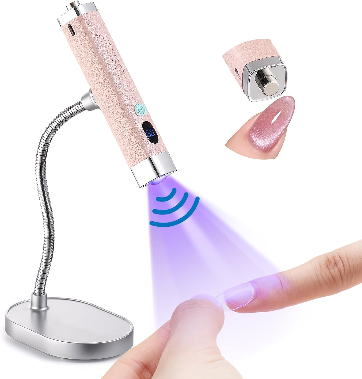 Mini UV Lamp for Gel Nails - Rechargeable Handheld LED Curing Light | Fast Dry Auto Sensor (White)