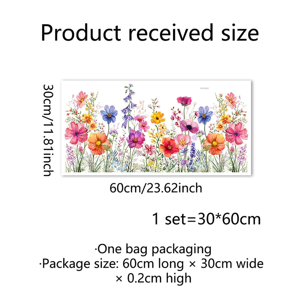 Wildflower Grass Window Wall Decals-Tearable Floral Window Stickers for Bedroom Living Room Office Decor Home Decoration(23.63 * 11.8")