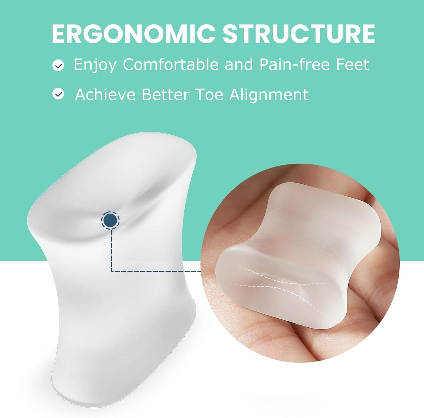 Welnove Gel Toe Separators - Bunion Pads for Straightening Overlapping Toes | 12-Pack, Transparent