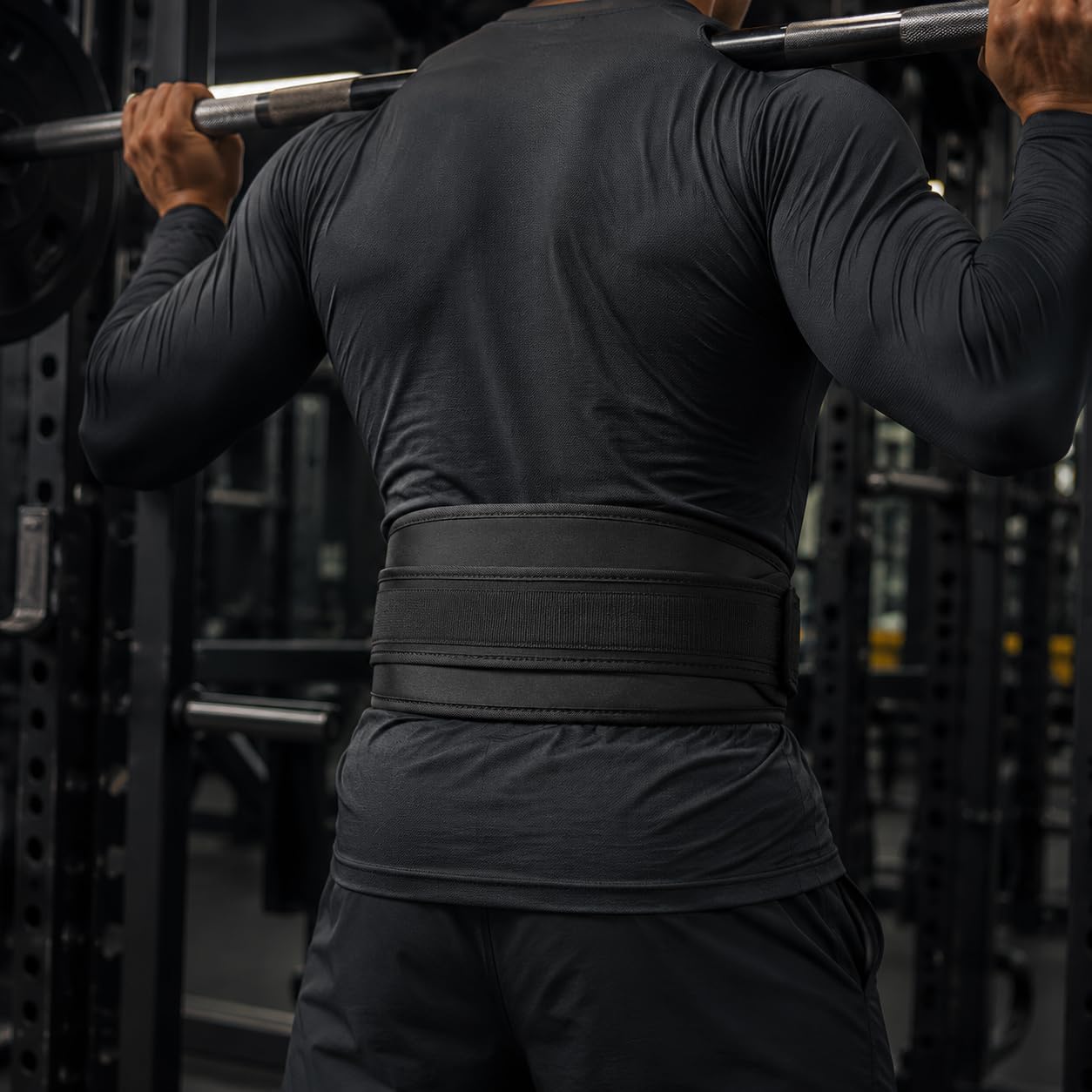 Adjustable Heavy Duty Black Weightlifting Belt - Auto-Locking Mechanism for Back Support and Gym Training
