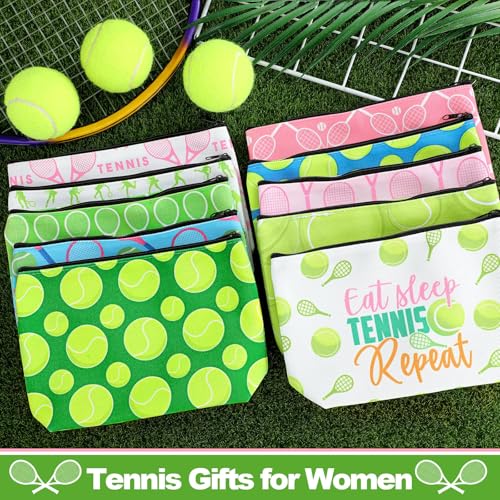 Bulyoou 10 Pcs Tennis Makeup Bags - Tennis Gifts for Women & Ladies, 8.7x5.9 inches