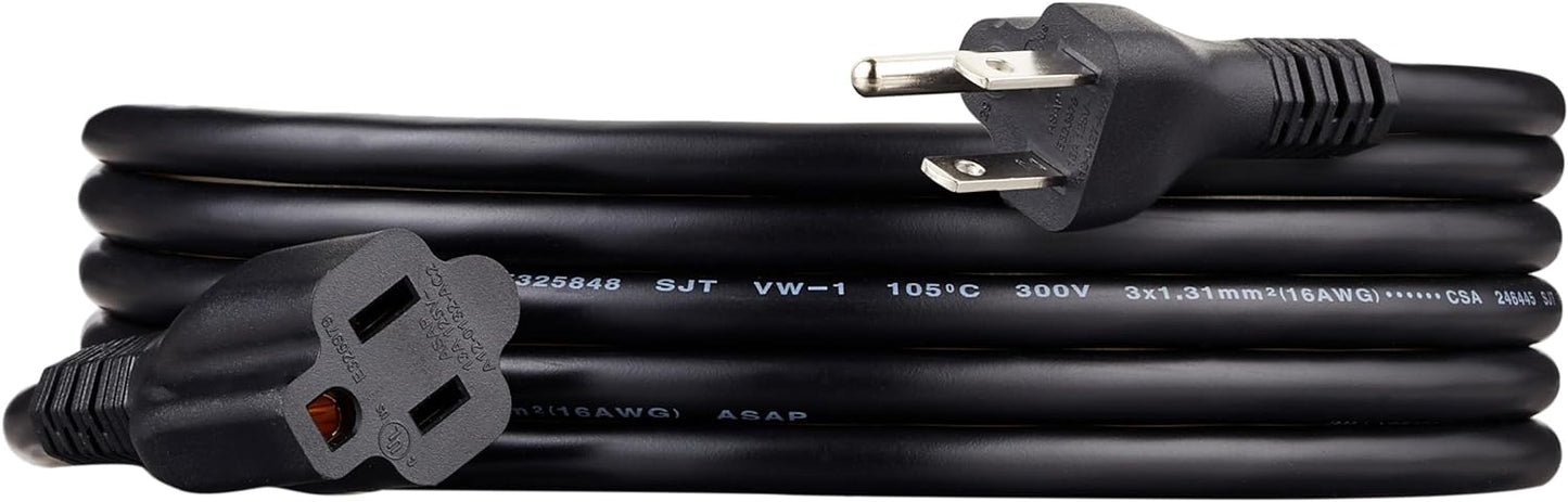 Extension Cord 10 Ft - 3 Prong Outlet Extender for Indoor Use | 13 Amps, 125V, Black