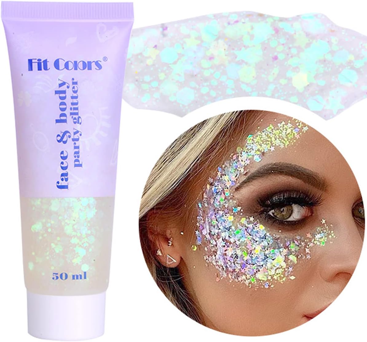 Red White Blue Face Glitter Gel - Patriotic Hair & Body Glitter for Kids & Adults | 4th of July Celebration