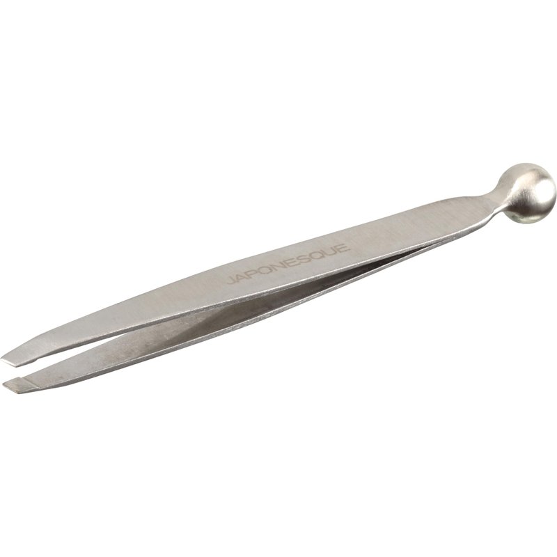 JAPONESQUE Shape & Soothe Tweezer, 2-in-1 Tool, Slant Tweezer for Shaping & Defining Brows & Eye Soother for Reducing Puffiness