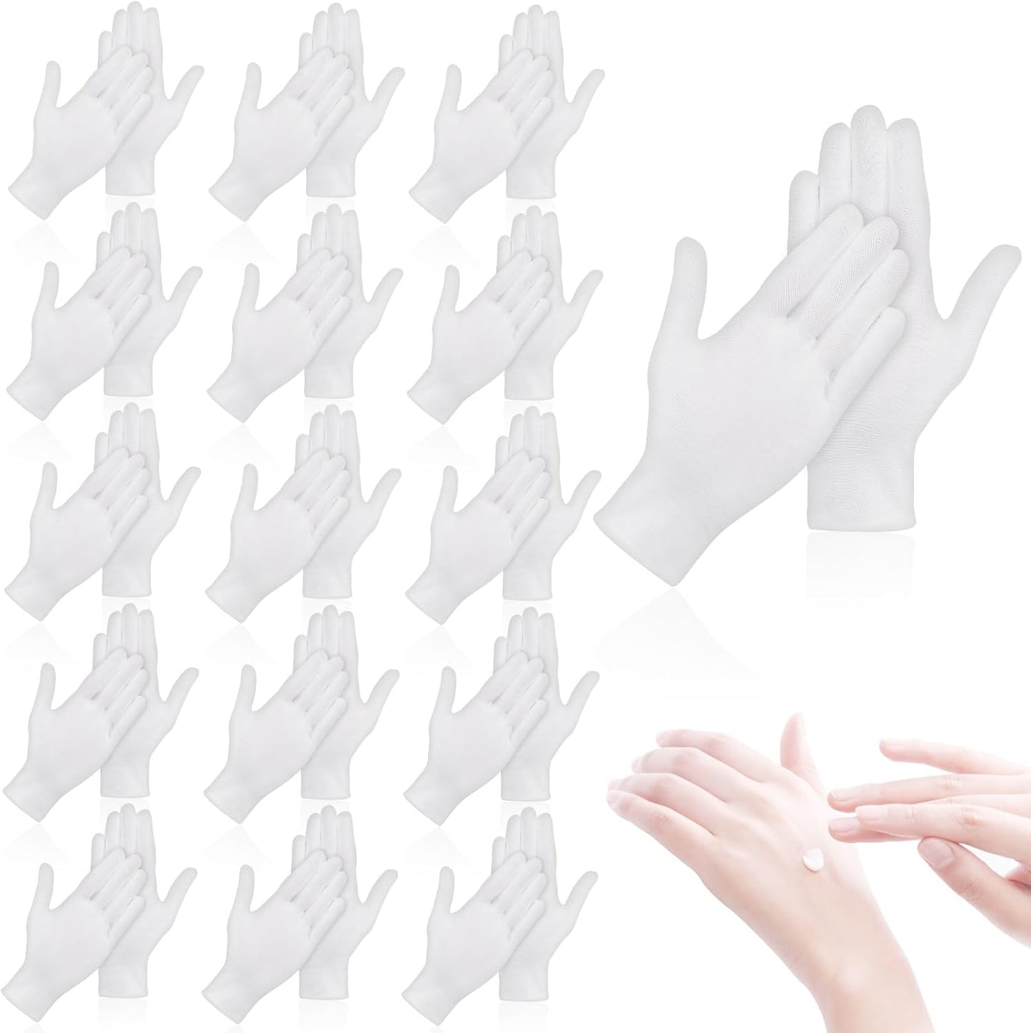 Cotton Sleep Gloves for Eczema Relief - 36 Pcs Moisturizing White Gloves for Men & Women | Soft Stretchable Design