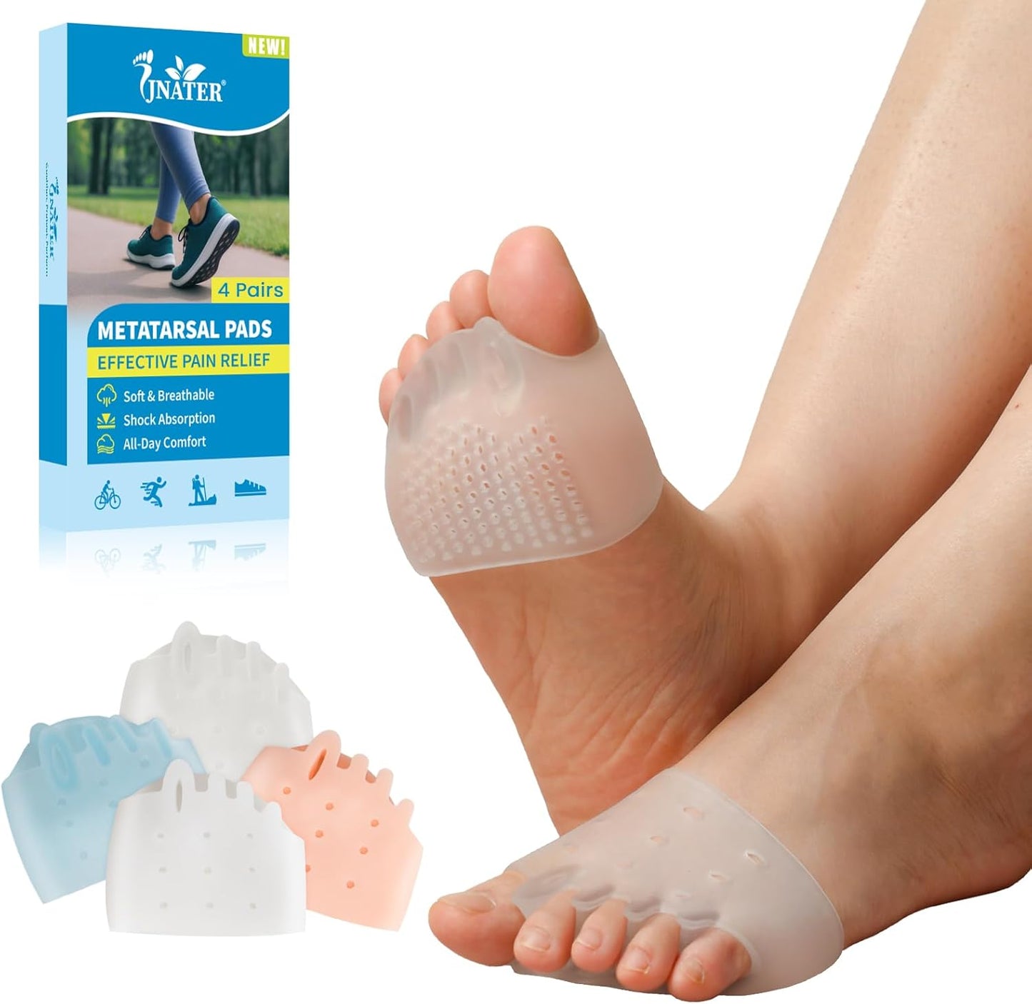 Toe Separators & Metatarsal Pads - 8 Pcs Gel Toe Spacers for Pain Relief | Soft Cushions for Metatarsalgia & Morton's Neuroma