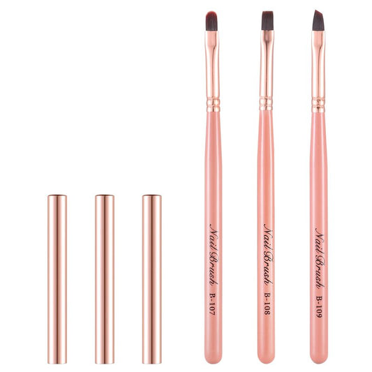 INENK Nail Art Clean Up Brushes,Nail Brushes for Cleaning Polish Mistakes on the Cuticles, Acetone Resistant Nail Brush, Fingernail Cleaning Brushes for Nail Art and Designs (Pink)