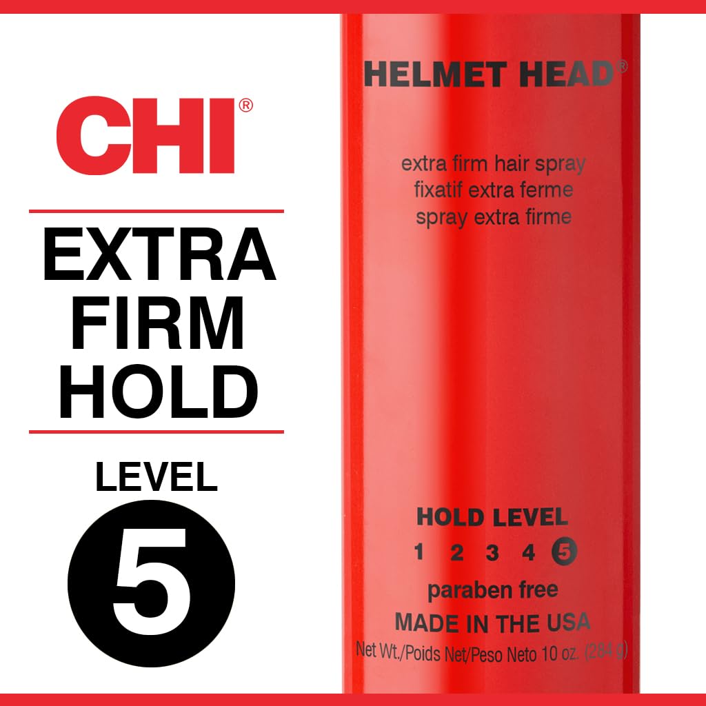 CHI Helmet Head Extra Firm Hairspray - Professional Extra Strong Hold for Humidity Resistance | 10 Oz