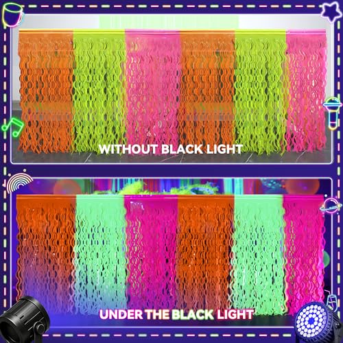 Glow in the Dark Neon Table Skirts - 2 Pack, 108x29.5in
