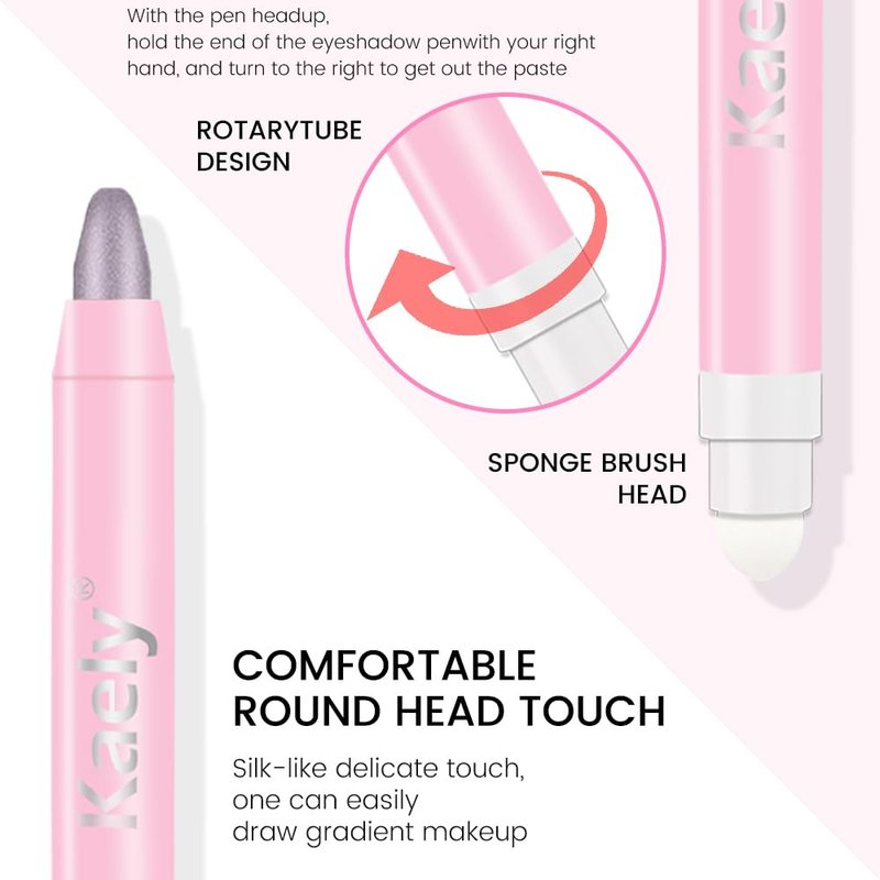 2in1 Cream Eye Shadow Brightener Sticks - Waterproof Pigmented Pencil Applicator | 24 Smoky Amethyst Shimmer