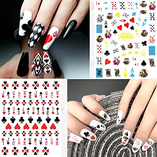 Penugo Poker Self-Adhesive Nail Art Stickers - Playing Card Pattern, Manicure Decals
