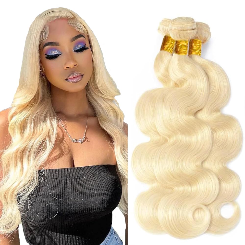 Blonde Bundles Human Hair 613 Body Wave Bundle Blonde Body Wave Bundles Human Hair Brazilian Virgin Hair 3 Bundle 22 24 26 Inch 150g