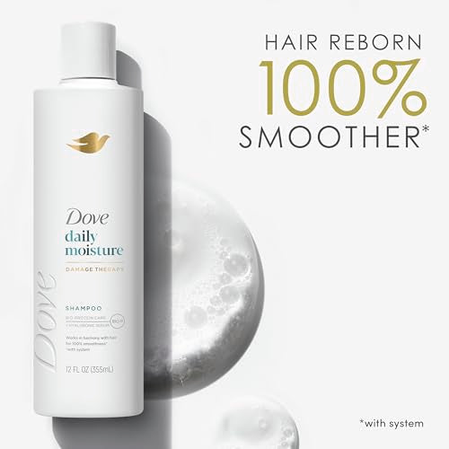 Dove Daily Moisture Shampoo for Dry Hair 12oz Pack of 4 with Hyaluronic Serum
