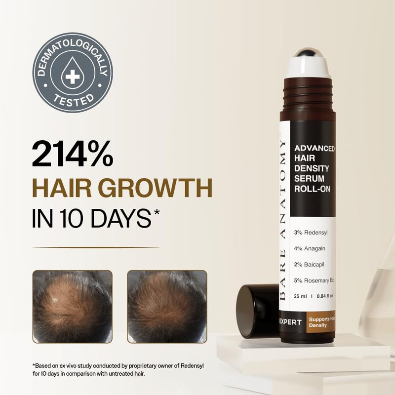 Advanced Hair Density Roll-On | 3% Redensyl, 4% Anagain, 2% Baicapil & Rosemary | Reduces Hair Fall & Supports Growth | 25ml