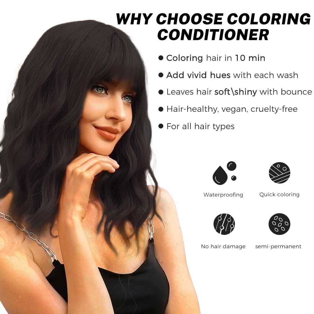 SOVONCARE Black Hair Color Depositing Conditioner Mask - 5.28 Oz | Cruelty-Free Formula for Vibrant Color