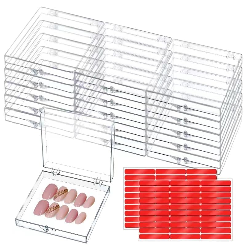 CloudTrip 15 Pcs Clear Acrylic Press-On Nail Packaging Boxes with Tabs