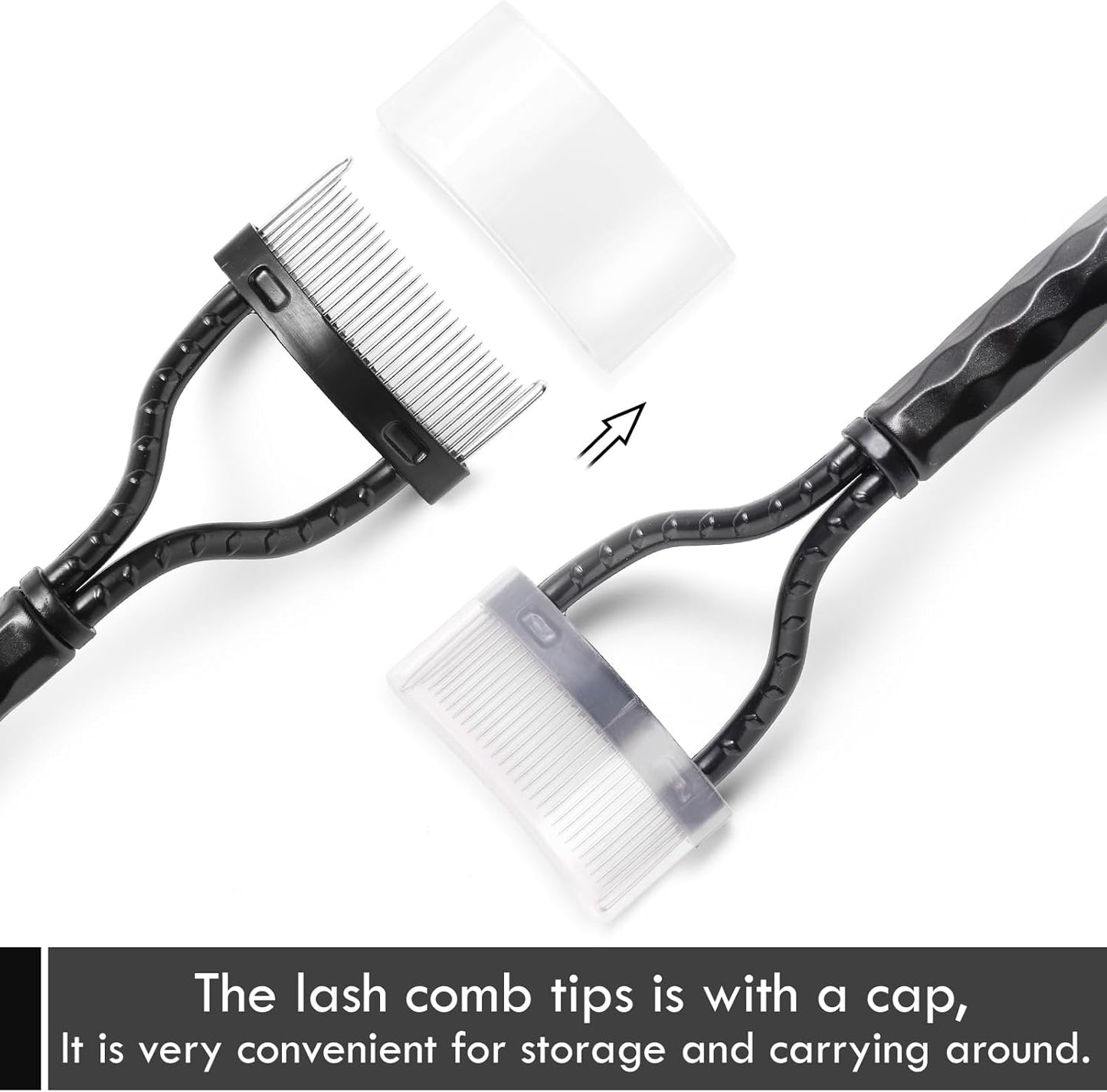 Eyelash Comb Separator - Arc Designed Eyelash Definer Applicator with Cover | 2 Pcs Black
