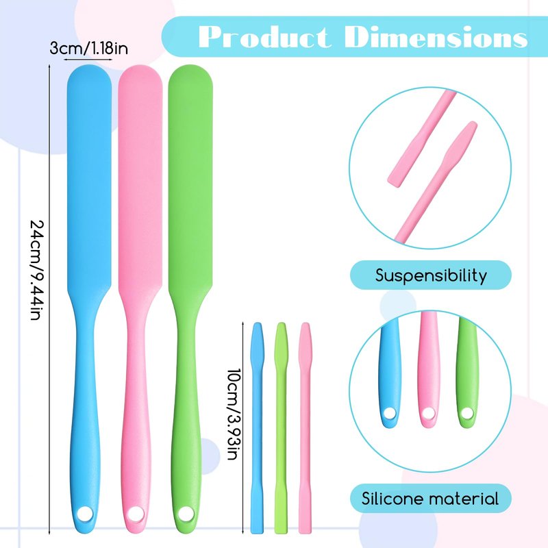 6Pcs Silicone Wax Stick, Silicone Stirring Stick Non-Stick Wax Spatulas Set, Reusable Hard Scraper Applicator, Spatula Hair Removal Sticks for Beauty Cosmetics Home Salon Body Use