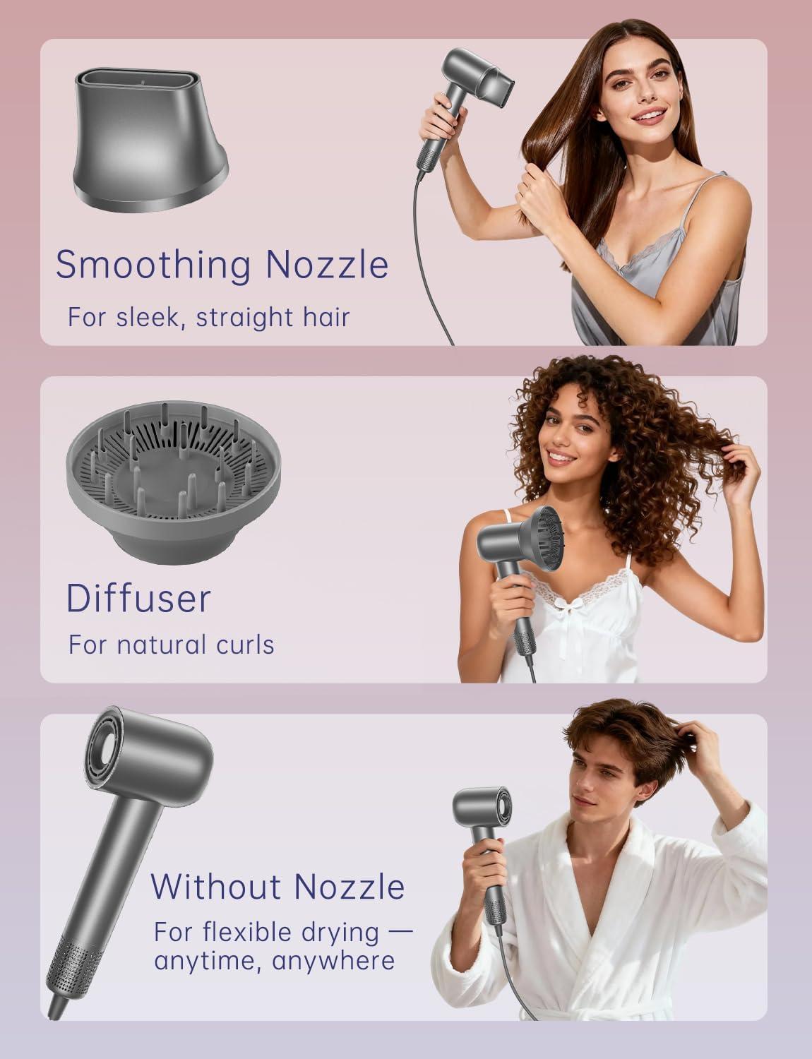 Ionic Hair Dryer - 160,000 RPM Professional High-Speed Blow Dryer | Lightweight & Quiet with Diffuser for Travel