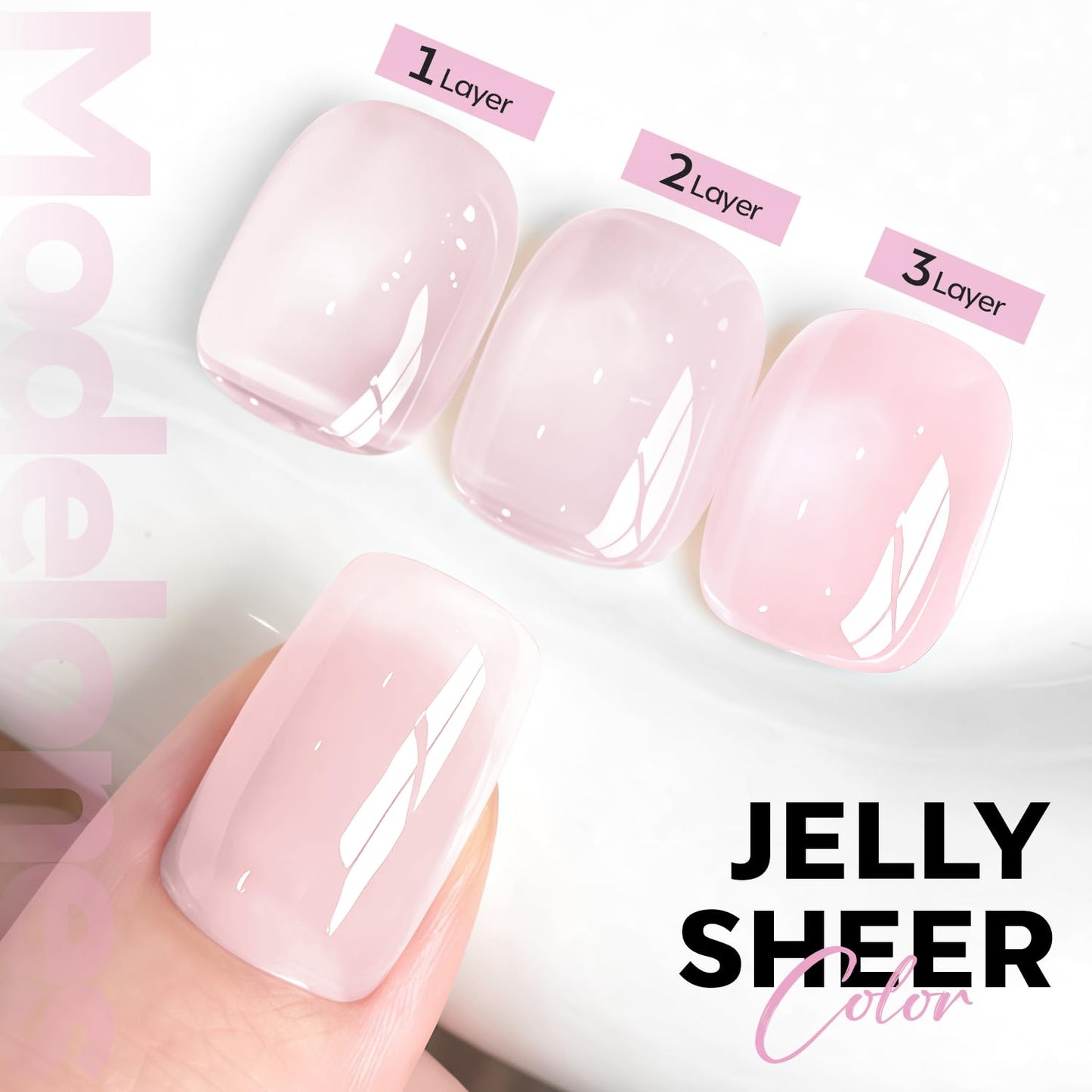 Pink Gel Nail Polish - Sheer Milky Nude Translucent Soak-Off Gel | 15 ML for DIY Manicure