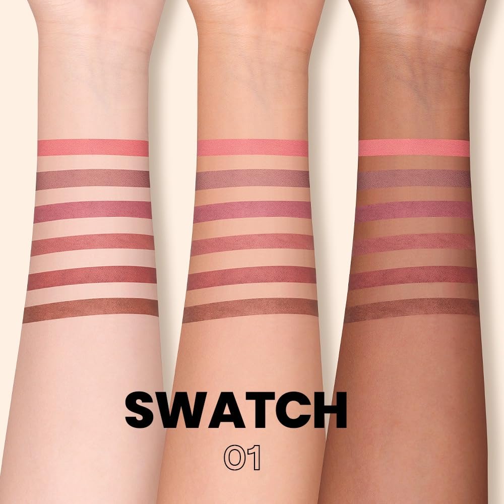 6Pcs Rosy Nude Harmony Lip Liner Set - Long-Lasting Creamy Formula for Soft Pink, Rose & Mauve Looks | Smudge-Proof Definition