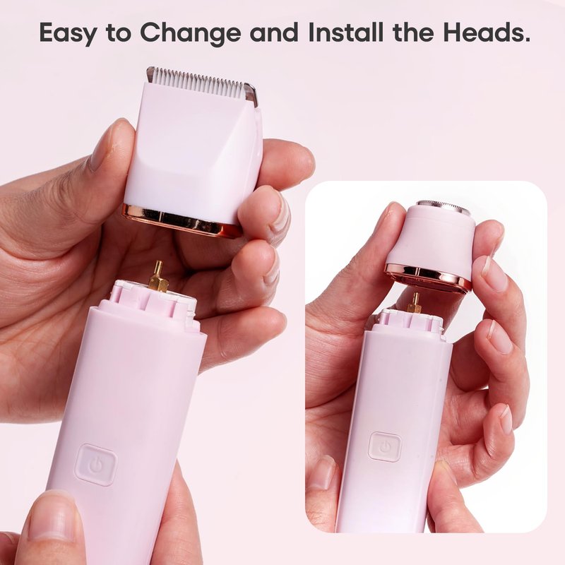 VG VOGCREST Bikini Trimmer Replacement Head: Compact Portable Painless Hair Removal & Precision Shaving Set for Women - Home Travel Bikini Area Use with Rotary Shaver Head(Pink)