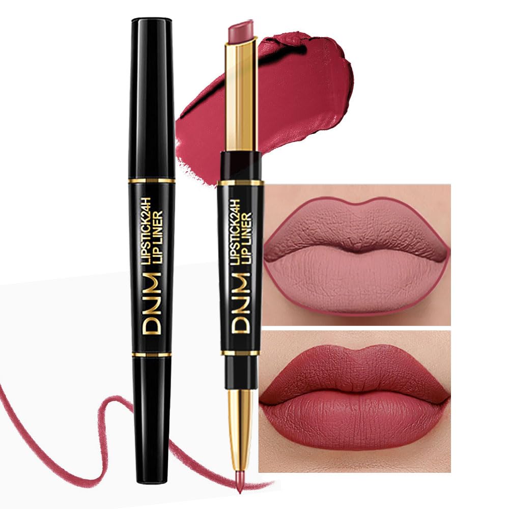 Chestnut Nude Brown Matte Lip Liner & Lipstick Set - Long Lasting, Waterproof, Smudge Proof | Antique Rose