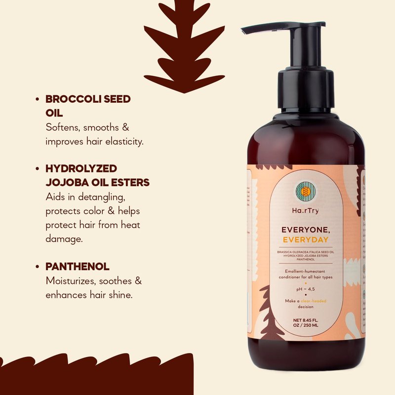 HairTry - Everyone, Everyday Conditioner - Emollient & Humectant Formula for All Hair Types – Broccoli Seed Oil – Jojoba Ester Protection – Net 8.45 Fl. Oz/ 250 ml