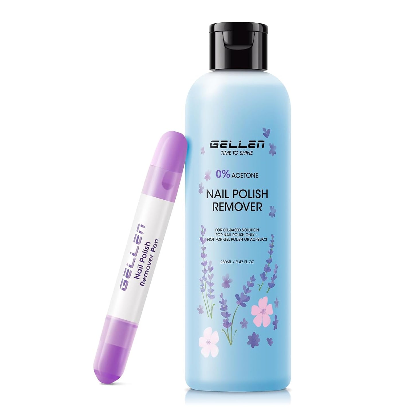 Gellen Jasmine Scent Nail Polish Remover Kit - Gentle Non-Drying Formula with Aloe & Vitamin E | 280ml