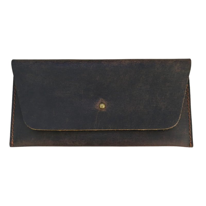 CestAntiQ, Leather Currency Pouch Large Flap Continental Wallet, Utility Organizer Bag for Cash Coins Travel Leather Money Pouch Envelope Storage Bag and Cash Organizer Men Women (Dark Brown)