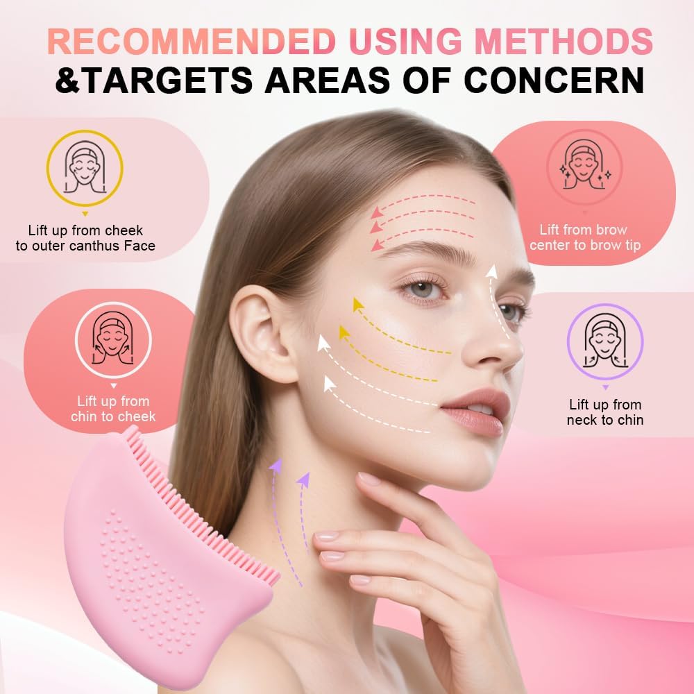 Lymphatic Contour Face Brush - Silicone Massager for Drainage & Sculpting | 2-Piece Set with Travel Case