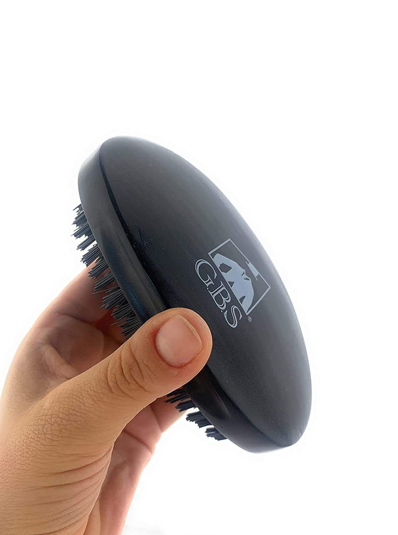 G.B.S Dual Hair Bristle Brush for Beard and Hair Hi-Gloss Block Wood Handle Curved Vegan Bristles