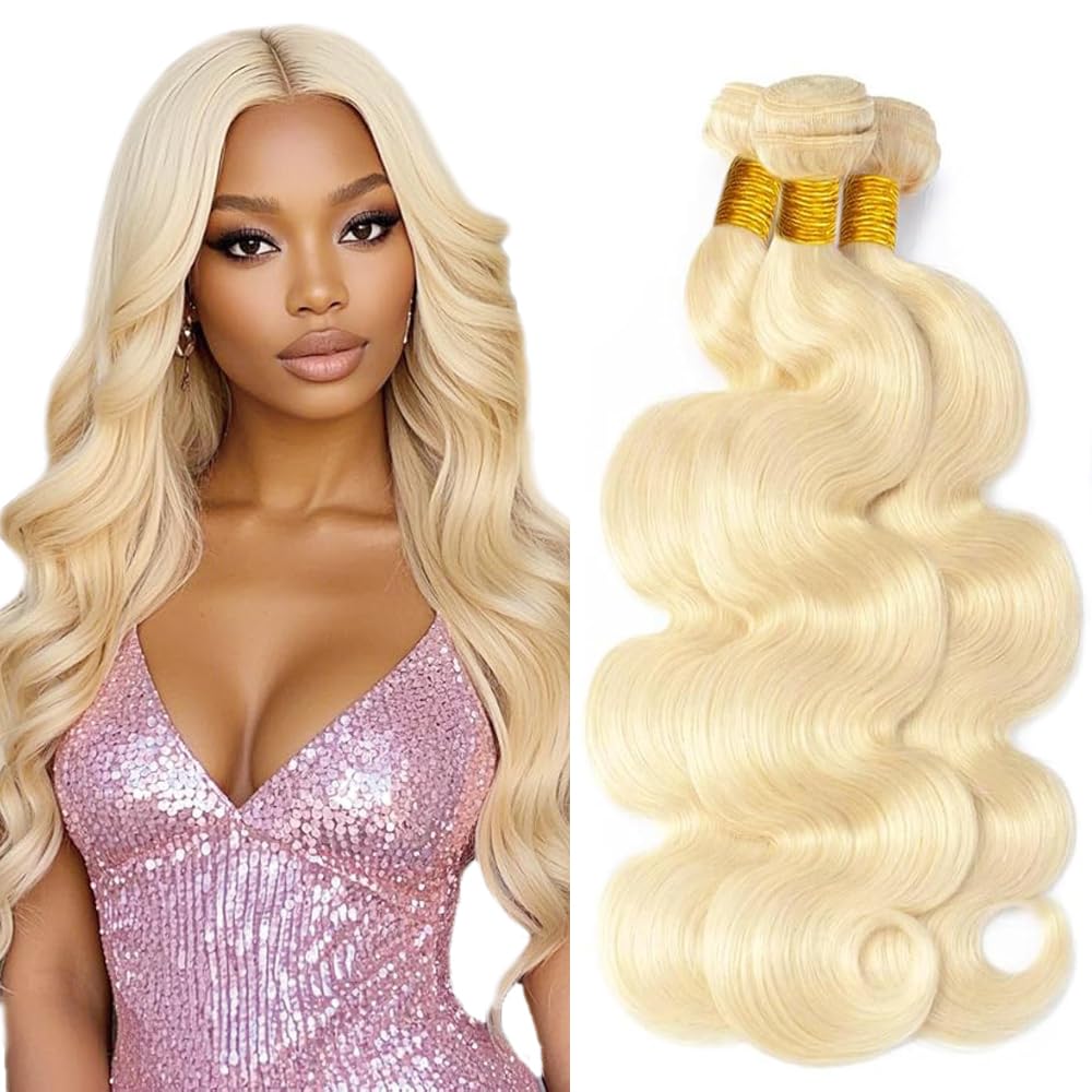 28 28 28 Inch 613 Human Hair Bundles Blonde Body Wave Bundle Brazilian Virgin Hair 3 Bundles 613 Body Wave Bundle Soft Hair Weave