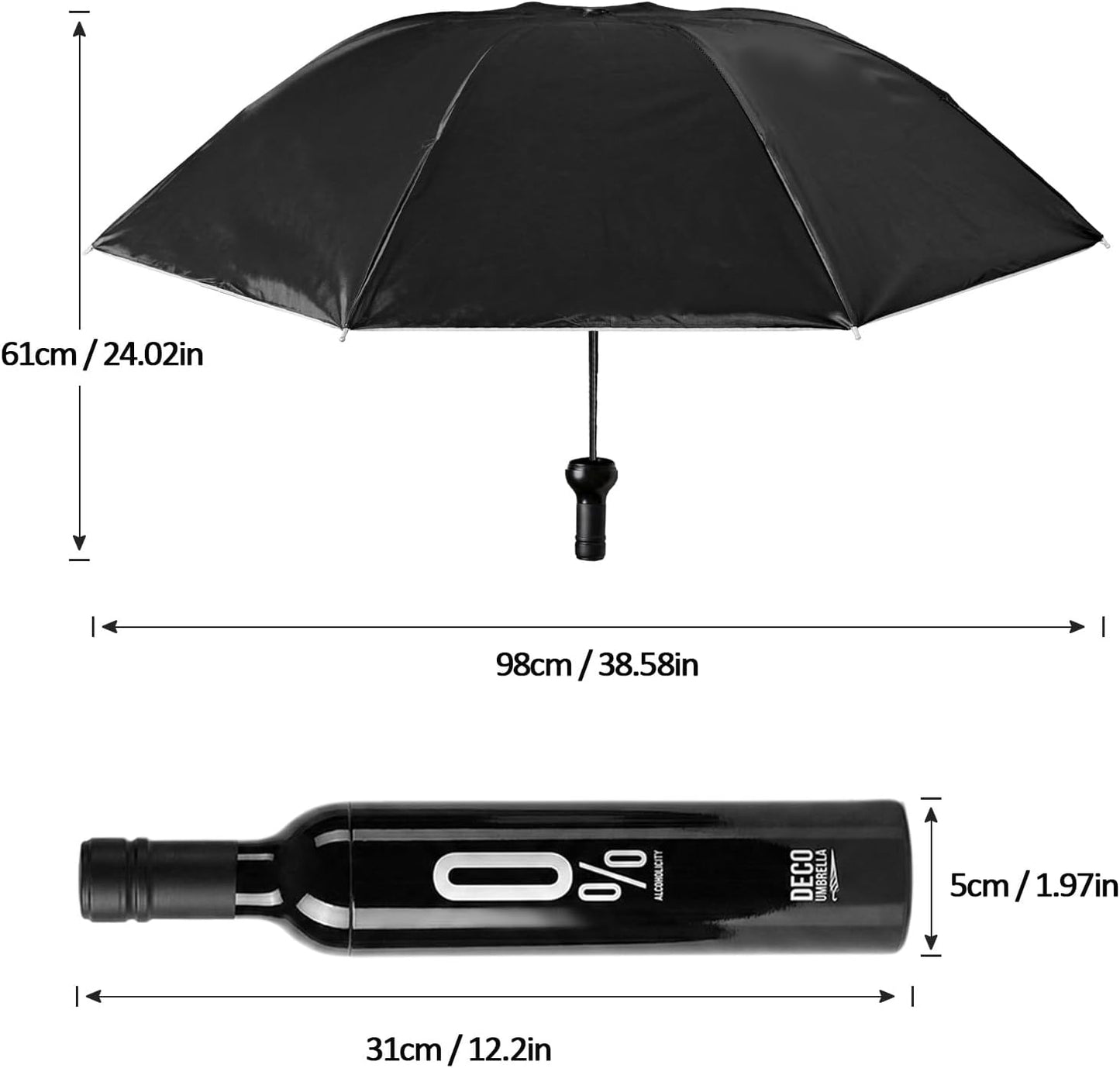 Wine Bottle Umbrella - Compact Windproof UV-Blocking Design | Waterproof & Lightweight Gift for Rain or Sun