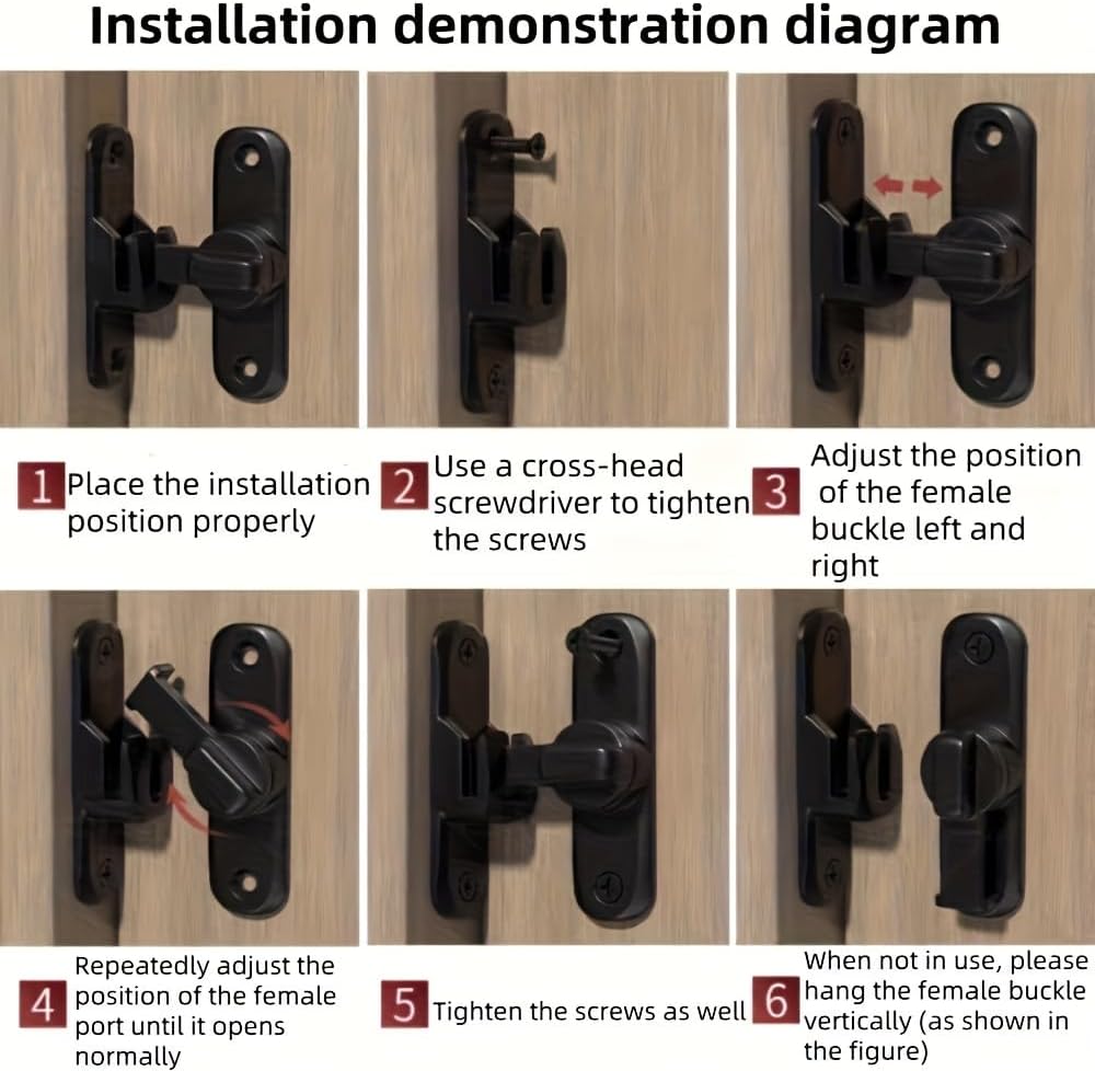Heavy Duty Security Door Lock - Anti-Pry Bolt Lock with Adjustable Sliding Insert | Black, Commercial Grade