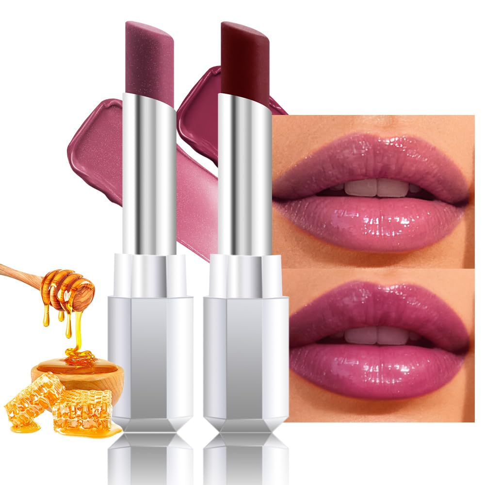 Moisturizing Butter Lipstick for Women - Nourishing Vegan Lip Balm | 2-Pack Rose & Brown Black