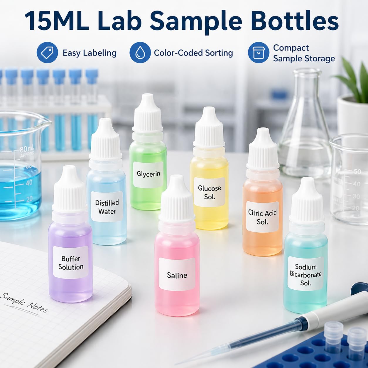 5 PCS (4 Bottles + 1 Funnel) 15ml (0.5oz) Small Plastic Dropper Bottles - Empty, White Eye Liquid Dropper Bottles, Squeezable & Portable Travel Containers for Eye Drops, Refillable with Cap and Plug