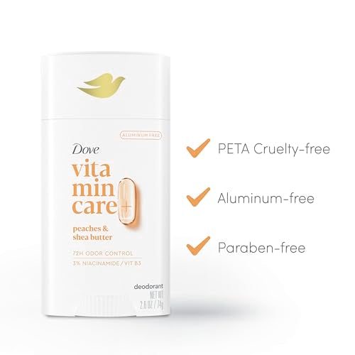 Dove VitaminCare+ Peaches & Shea Butter Aluminum-Free Deo Stick, 2.6 oz