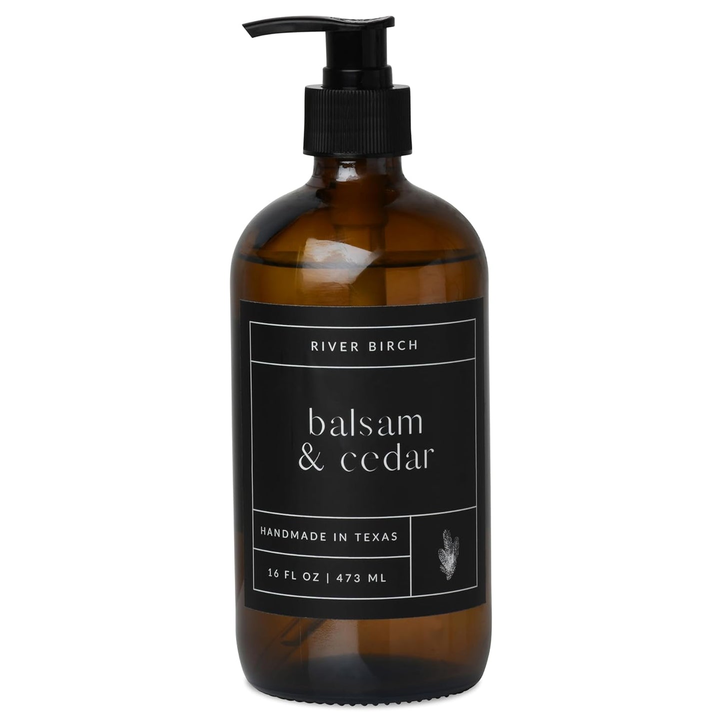 Natural Hand Soap - River Birch Sea Salt & Citrus Scent - Moisturizing Vegan Formula | 16 Fl Oz Amber Glass Dispenser