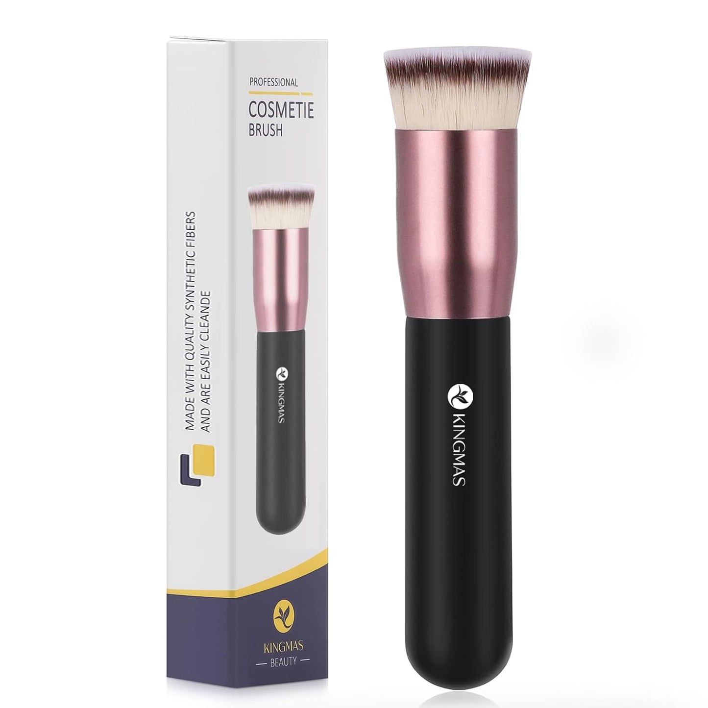 Flat Top Foundation Brush - Premium Kabuki Makeup Brush for Liquid & Cream | Black, A (Flat Top)
