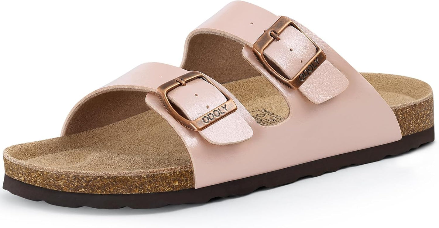 Cork Footbed Slide Sandals - Unisex Summer Outdoor Sandals with Arch Support & Adjustable Buckle | Comfortable Fit