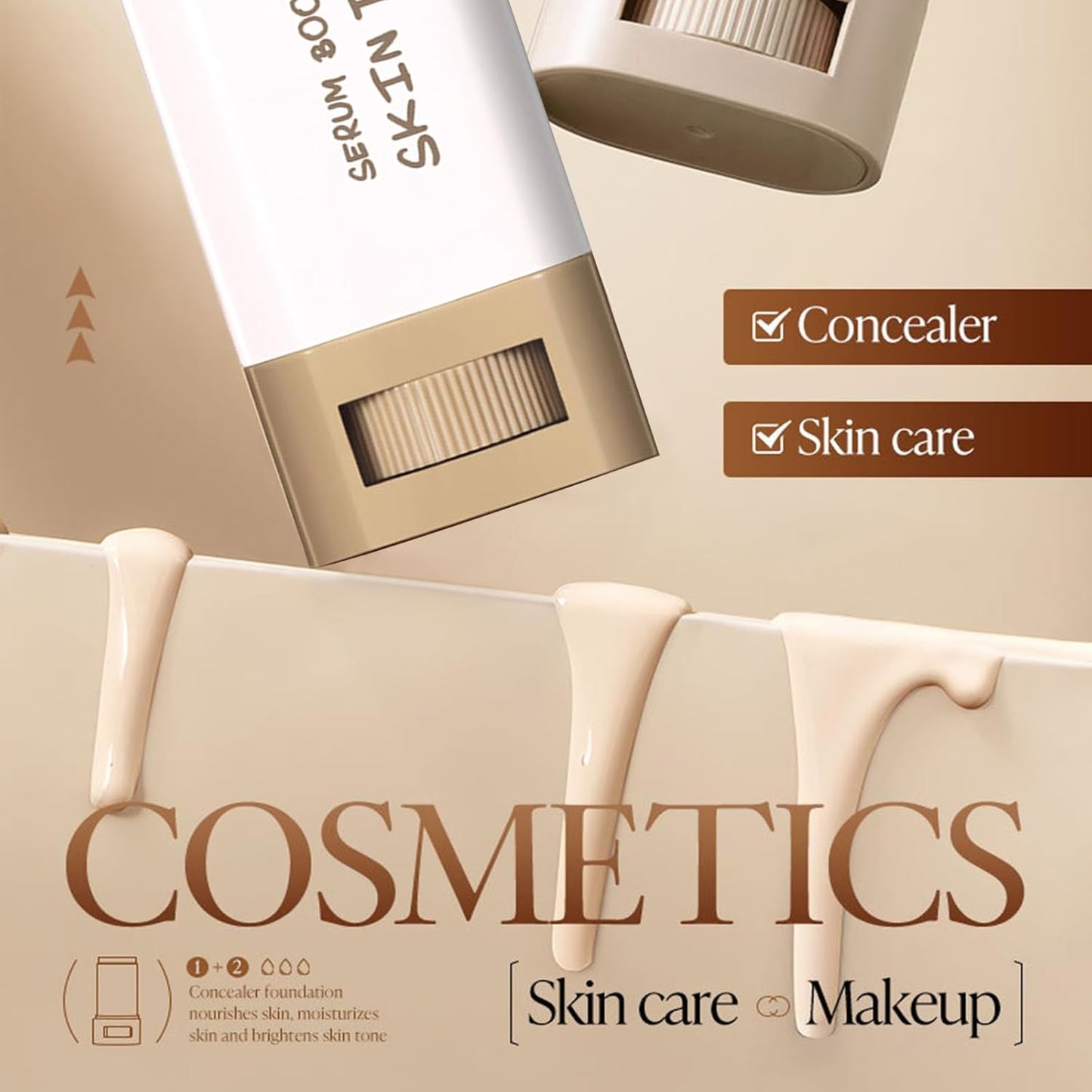 Foundation Stick Beauty Balm - Tinted Moisturizing Serum for Full Coverage | Brightening Face Stick (#01)